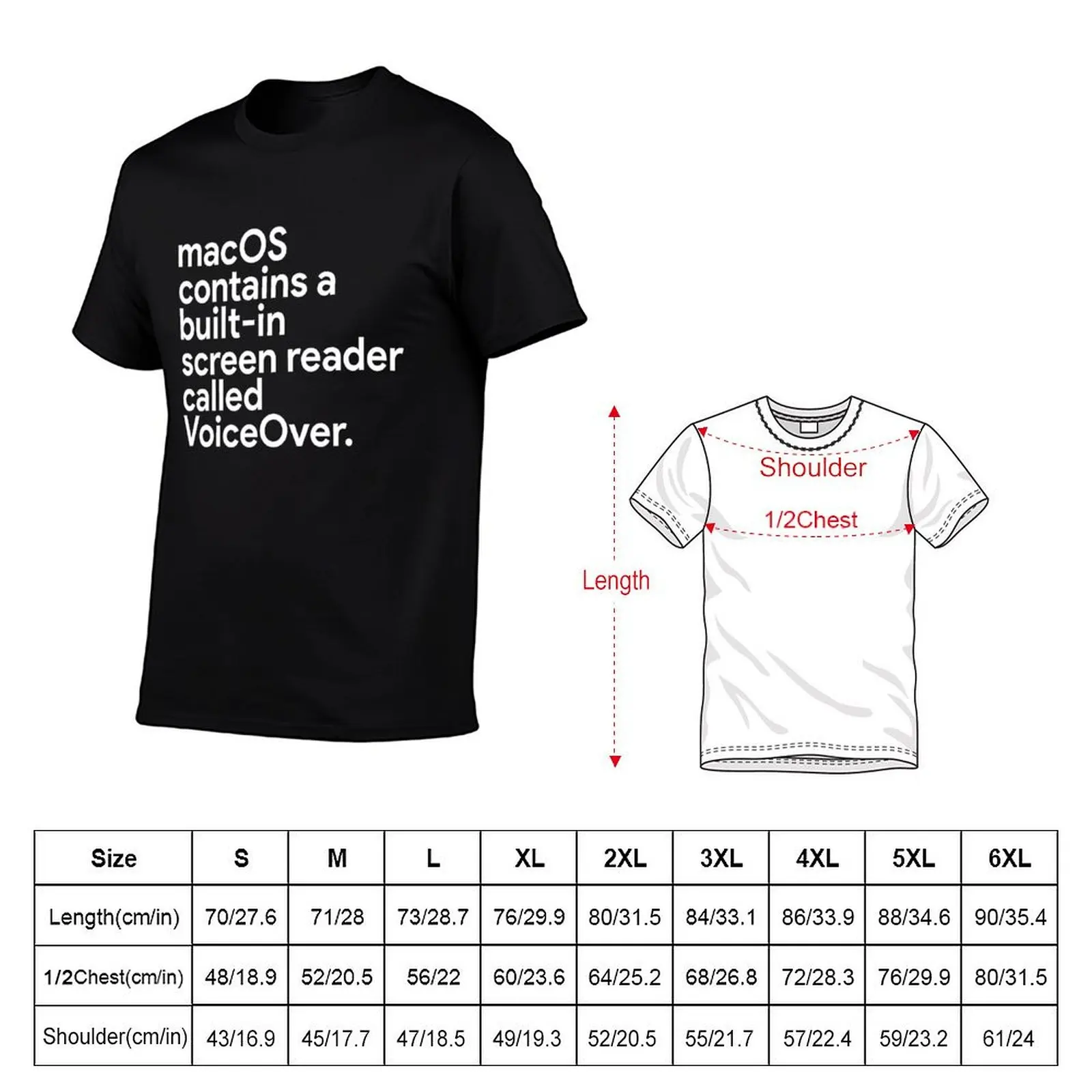 macOS contains a built-in screen reader called VoiceOver T-Shirt new edition anime t shirts graphic shirts mens workout shirts