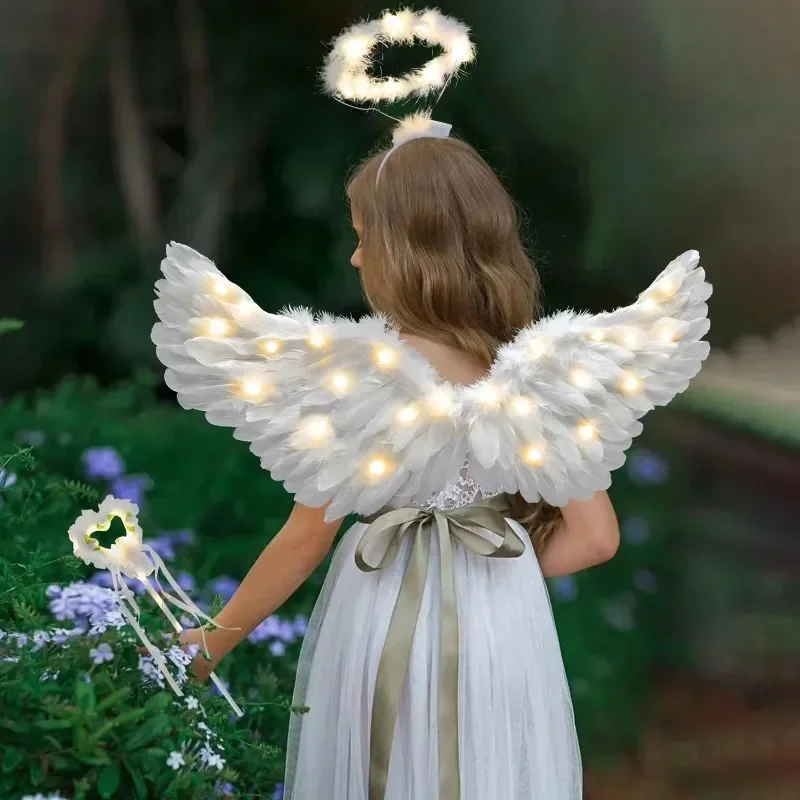 

Latest HOT SALE Adult Kid Angel Wing Halo and Fairy Wand for Adult Women Children Girls Halloween Christmas Party Costumes