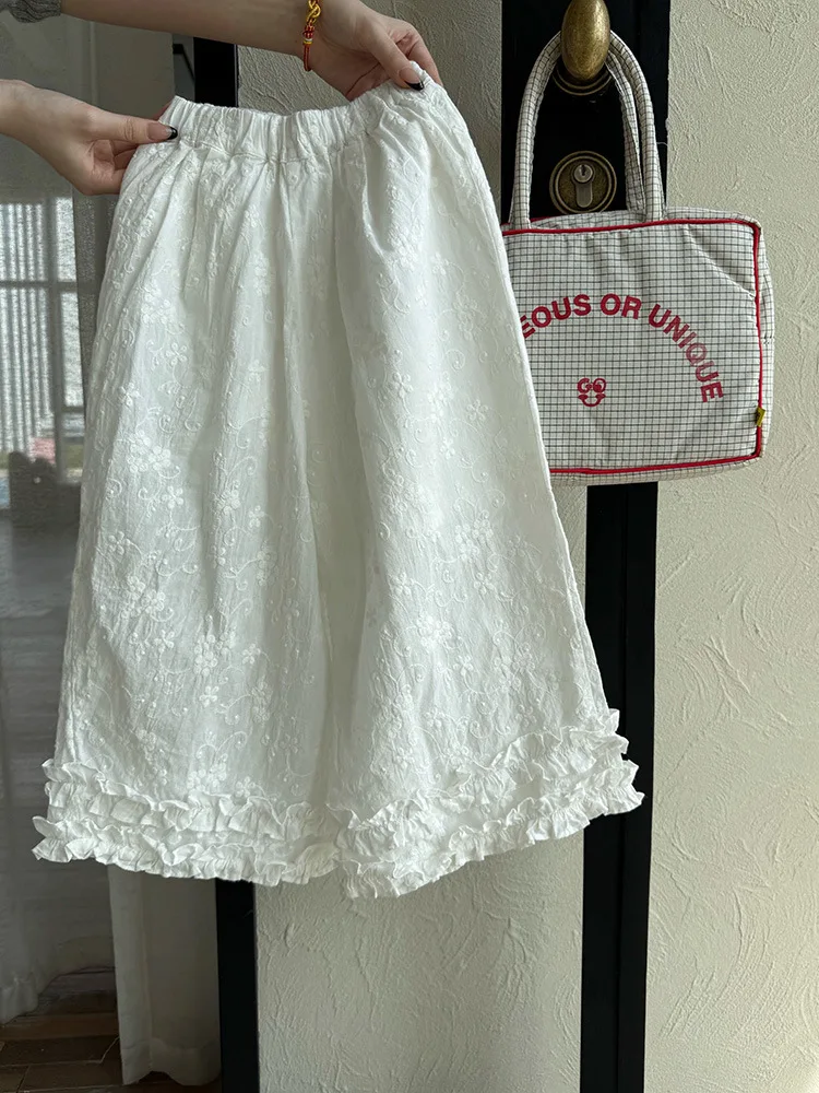 

2025 Summer New Girls Lace Trousers Cotton Breathable Children Mosquito Resistant Pants Kids Girls Embroidery Straight Pants