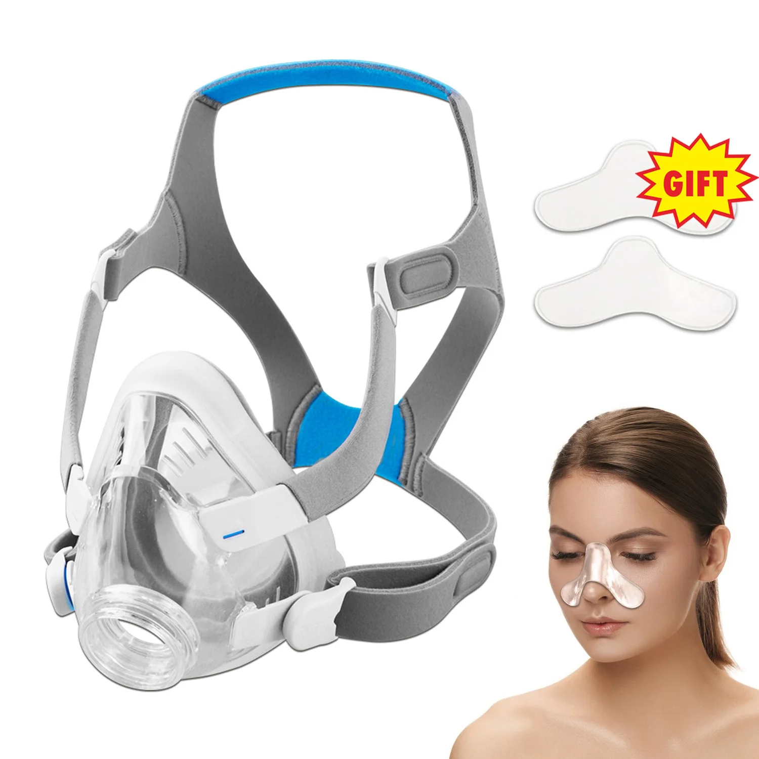 

Replacement F20-Style Fabric Mask Set - No Silicone Contact, CPAP Full Face Cushion Combo for Airfit F20, Ultra-Soft Mterial