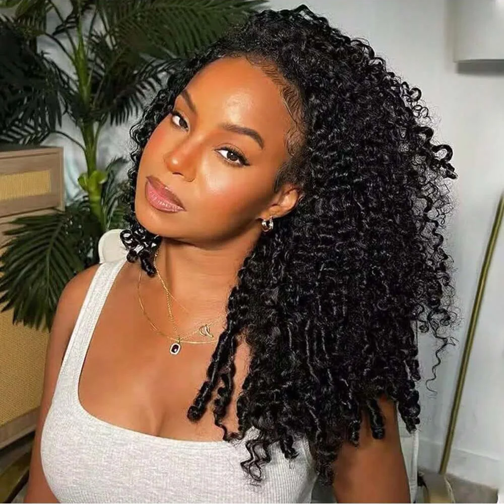 Peruca Frontal de Renda HD 13x6 13x4 com Densidade 200, Cabelo Humano 100% Cacheado Birmanês, Faixa Invisível, 40 Polegadas