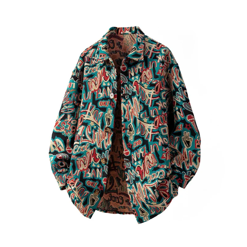 

GIOIOMская куртка, весенне-осенняя тканая жаккардовая куртка с отложным воротником, свободная повседневная куртка без железа, мужская одежда