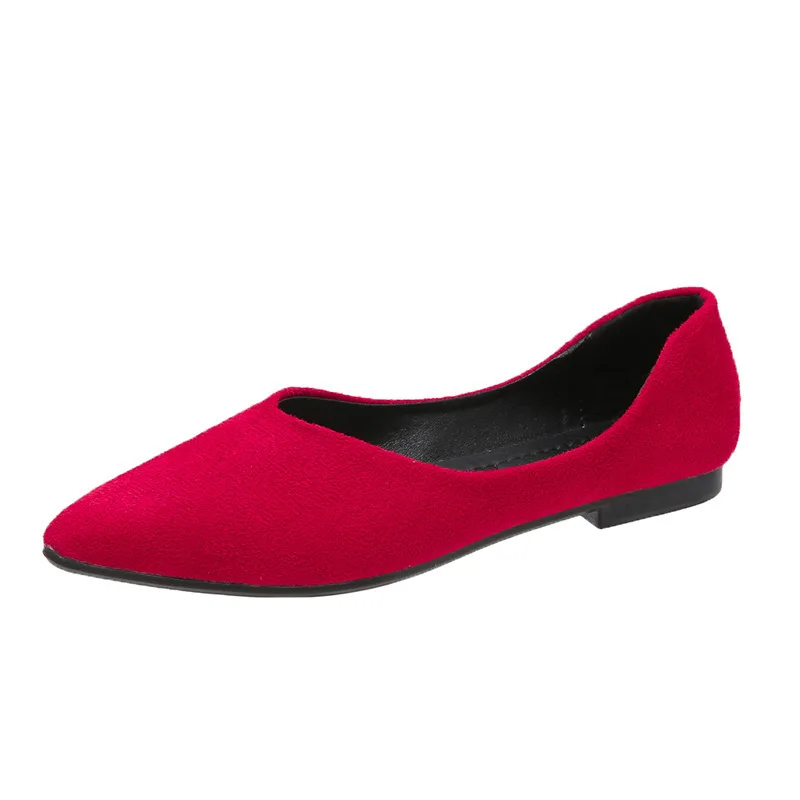 Mocasines ligeros de tela de punto para mujer, zapatos de Ballet de nobuk con punta estrecha, calzado de baile suave y cómodo, talla grande 43