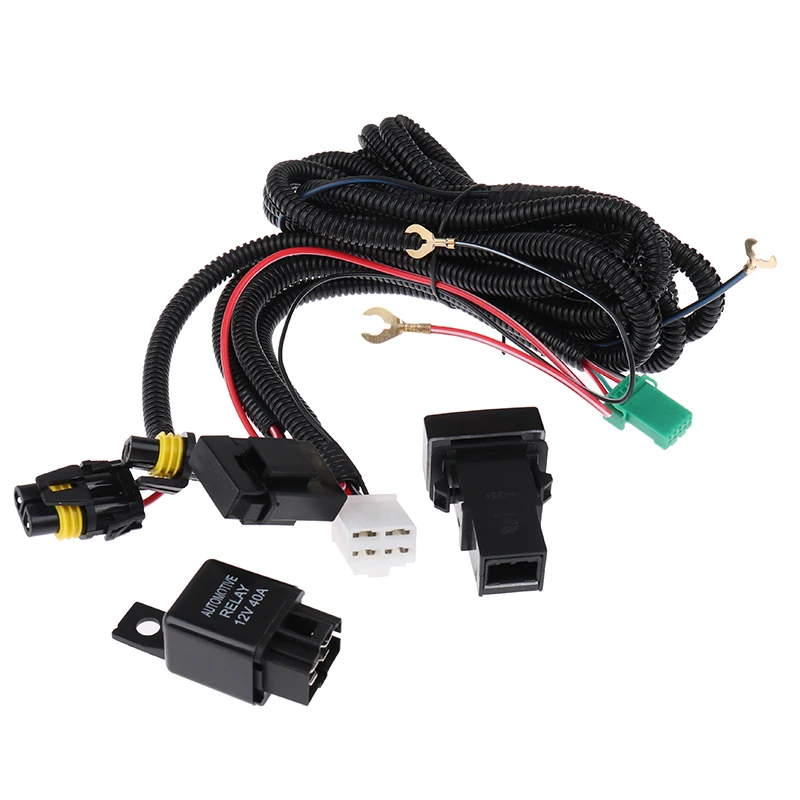 H11 Fog Light Wiring Harness Sockets Wire LED indicators Switch 12V 40A Relay