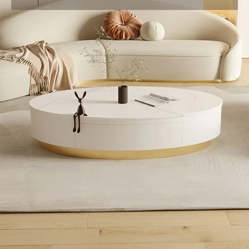 Mesas de centro japonesas blancas, diseño moderno, mesas de centro ovaladas para dormitorio, mesas de centro minimalistas de lujo, muebles para el hogar