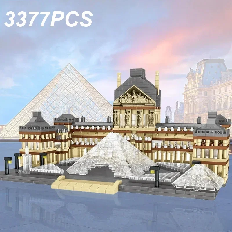 

3377PCS Louvre Model Building Blocks World Famous Attractions Architectural Model Street View Bricks Kids DIY Toys Holiday Gifts