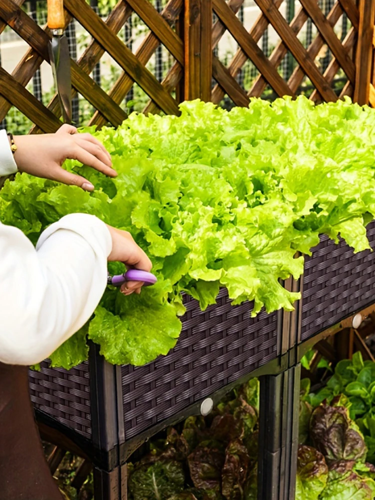 

Пластиковый контейнер для выращивания растений с дренажными отверстиями, приподнятая грядка-ящик для рассады, для садоводства, овощей, фруктов, цветов, трав