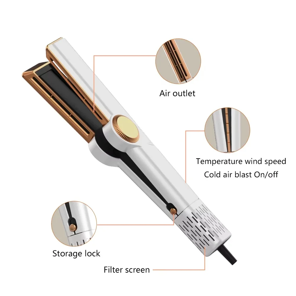 Airstrait Hair Straightener 2-in-1 Wet & Dry Air Styling Straightener Air Wrap Negative Ion Portable Clip 110000RMP Hair Dryer