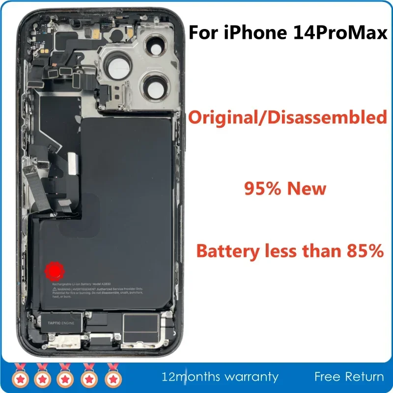 

95% New Disassembled Middle Frame Housing Back Glass Cover For iPhone 14 Pro Max with Battery NFC Wireless Assembly