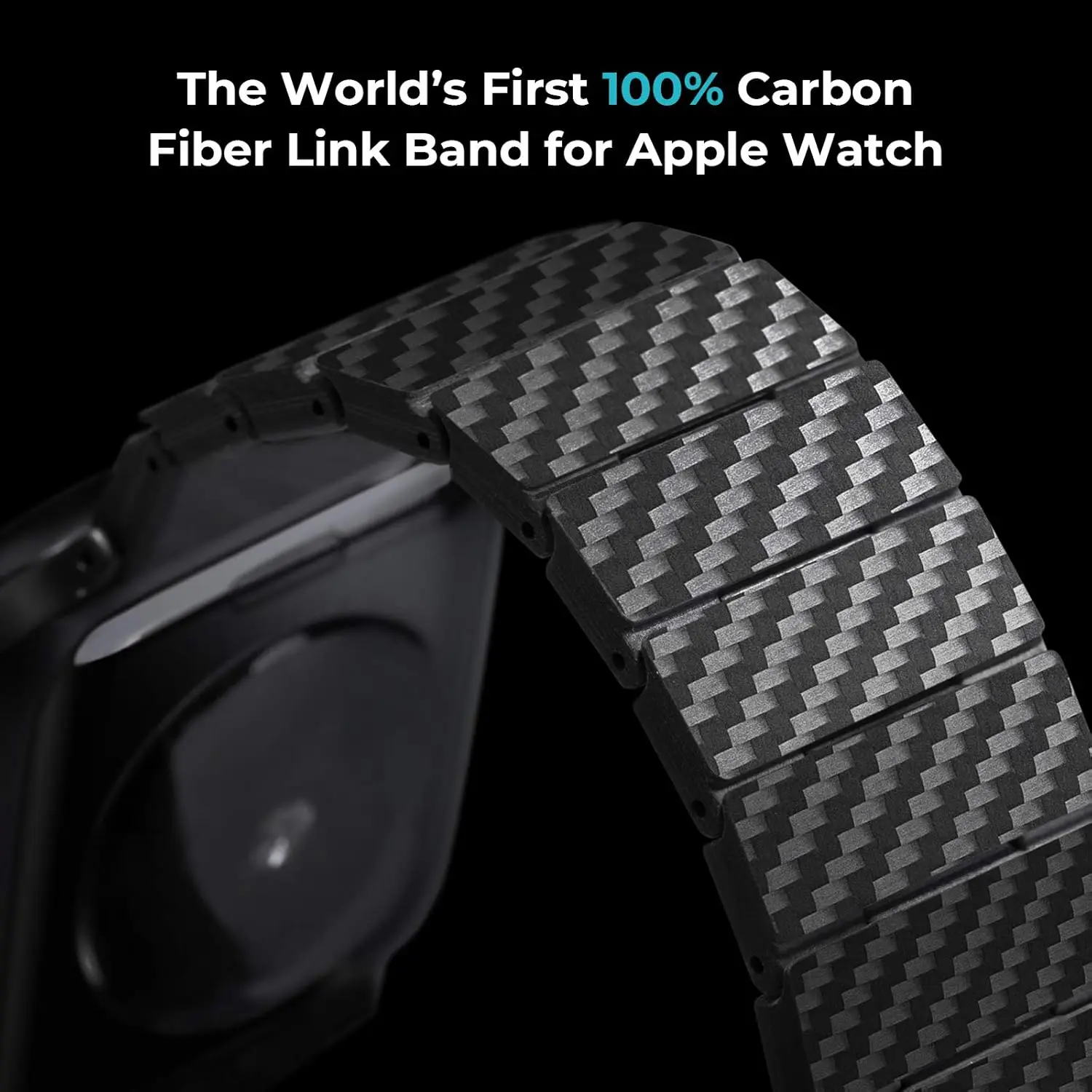 Carbon Fibre Link Band for Apple Watch Ultra 49mm 44 45 38 40 41 42mm Butterfly Buckle Strap for iWatch Series 9 8 7 SE 6 5 4 3