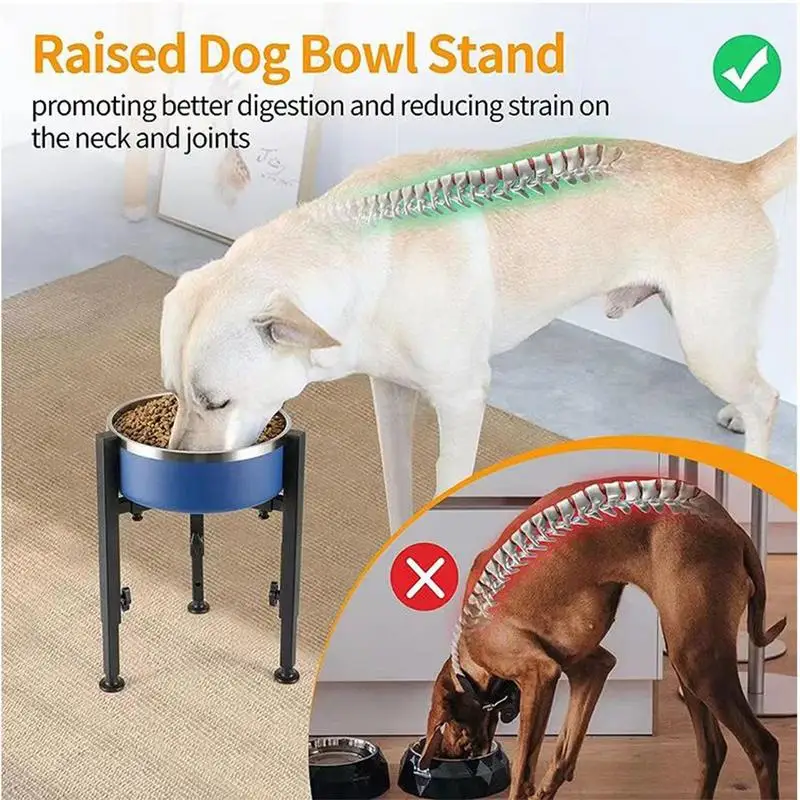 Height Adjustable Dog Bowl Stand Metal Tall Dog Food Stand For Large Dogs Adjustable Width Metal Elevated Dog Bowls