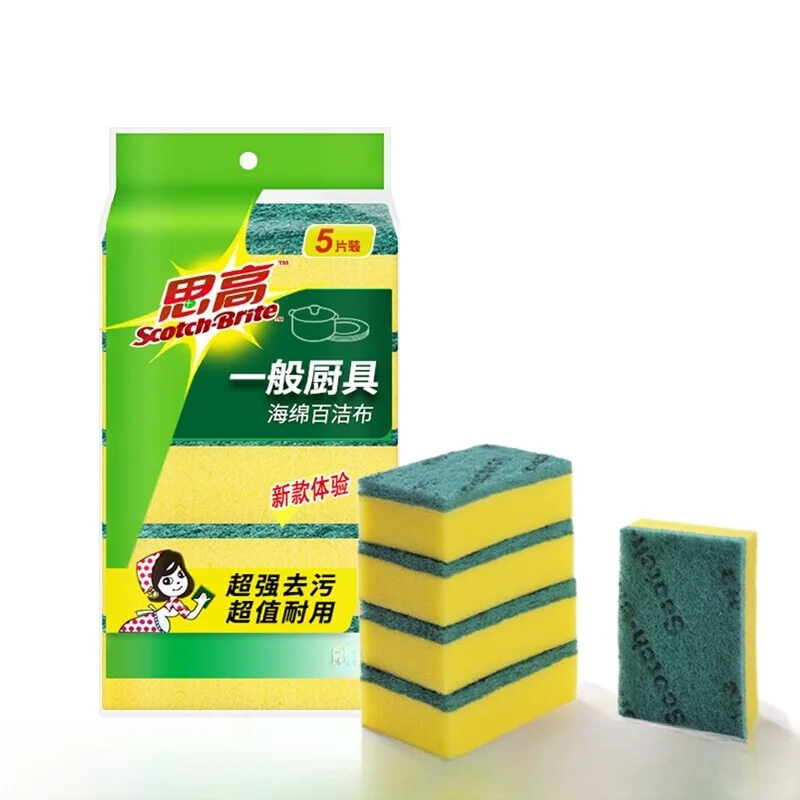 

Scotchbrite Sponge Scrubber Kitchen Cleaning Tool Diwaing Durable Non-Disposable Home Household ential 5 Pa