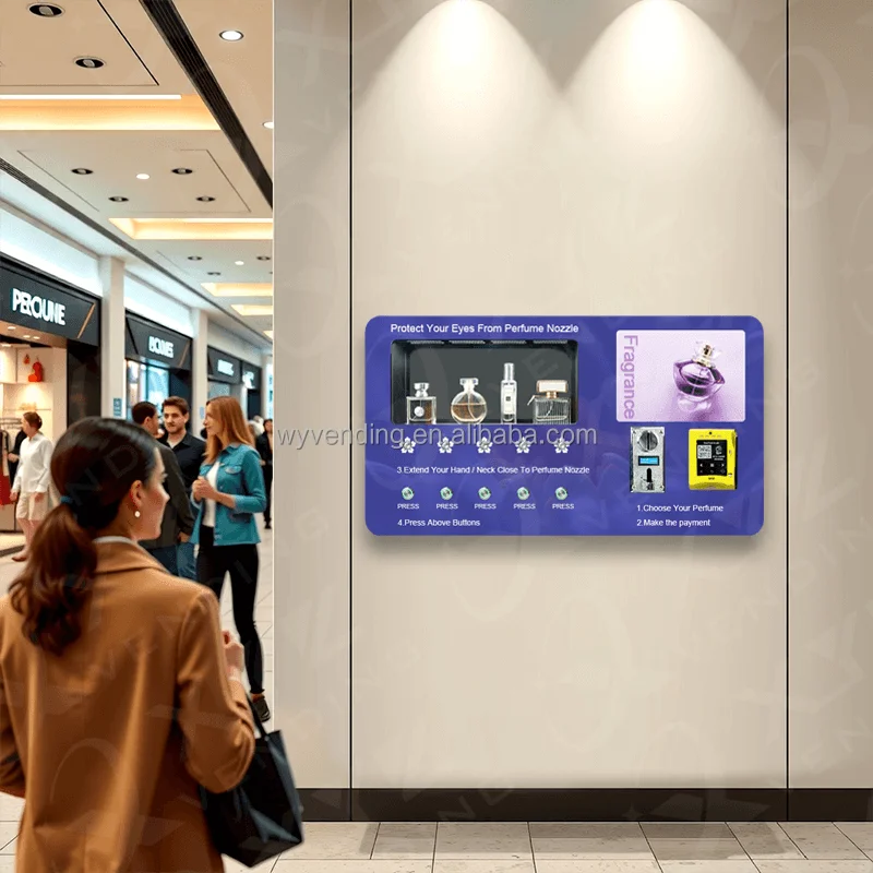FOODLINE Customized Wall Mounted Perfume Vending Machines Spray Automatic Cologne Vending Machine Mini