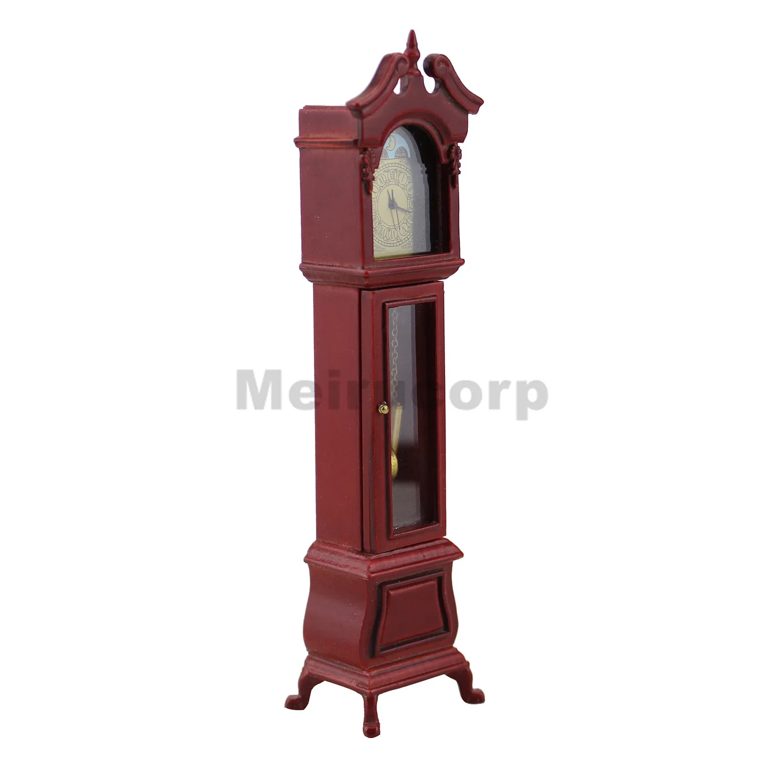 1/12 scale dollhouse decoration red Noble Handmade model floor clock