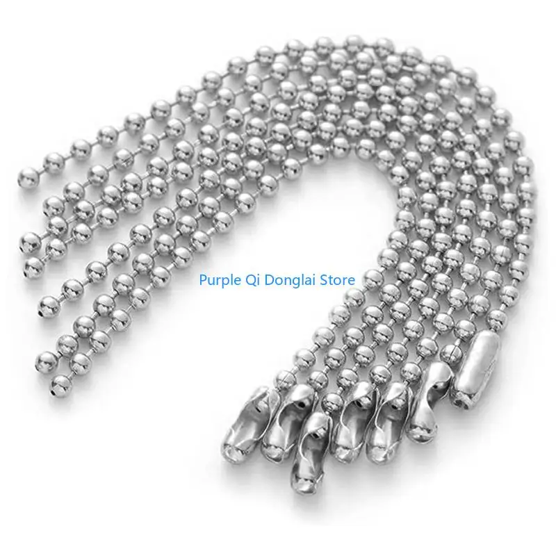 L21E Metal Ball Bead Chain with Matching Connectors for Necklace Jewelry Making Craft