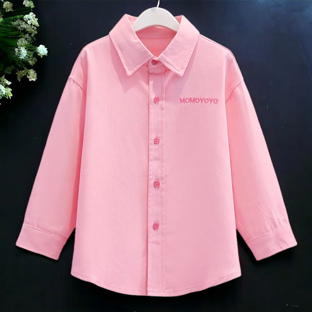 

Kids Pink Shirts for Girls Blouses Baby Outfits School Uniform Long sleeve Teenagers Autumn Children Clothes 5 7 8 9 11 13 Years