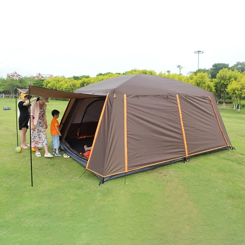 Super Windproof Extra Large Space Fully Waterproof Double Layer Tent Thickened Wear-Resistant Portable Camping Tent