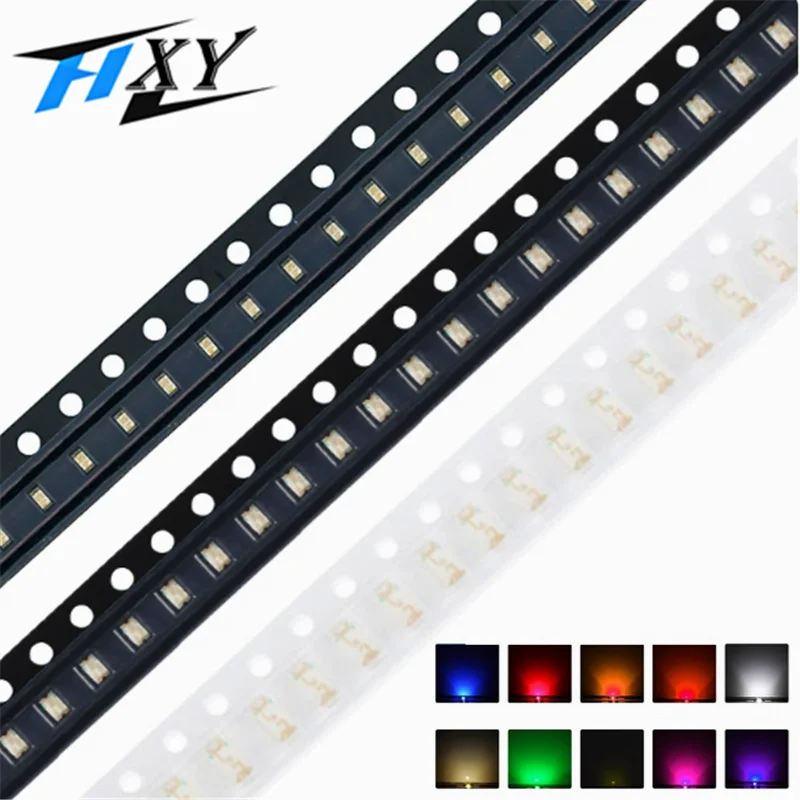 100pcs SMD 0402 0603 0805 1206 Red Blue White Green Orange Pink High quality Clear Light Emitting LED Chip Surface Mount Diode
