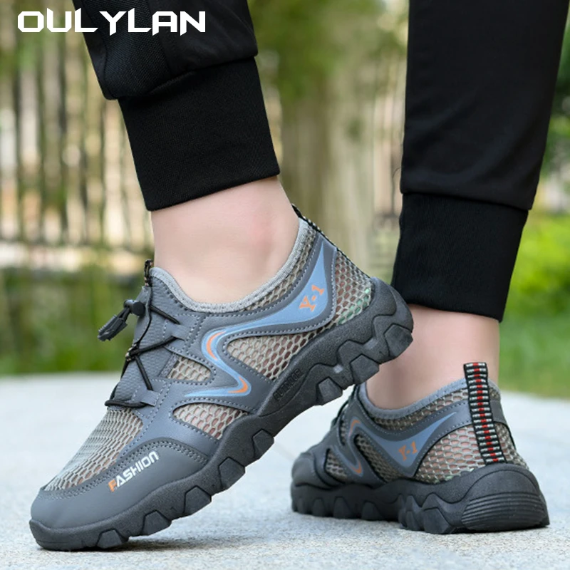 

Oulylan Outdoor Non-Slip Durable Hiking Shoes Wading Sports Shoes Male Climbing Shoes Walking Mesh Breathable Men's Casual