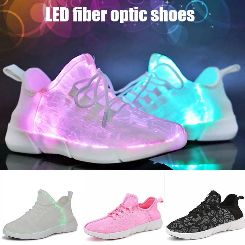 New Led Fiber Optic Shoes For Girls Boys Usb Recharge Glowing Sneakers Glowing Light Up Shoes 2022 Women Man Shoes Size 26-46