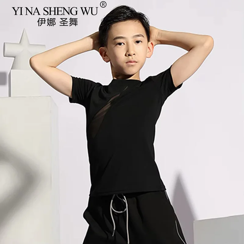 الأطفال قصيرة الأكمام اللاتينية الرقص الأعلى الرجال الربط تصميم الرقص الشرقي الرقص الحديث التانغو تنورة رقص الرقص اللاتينية قصيرة #5