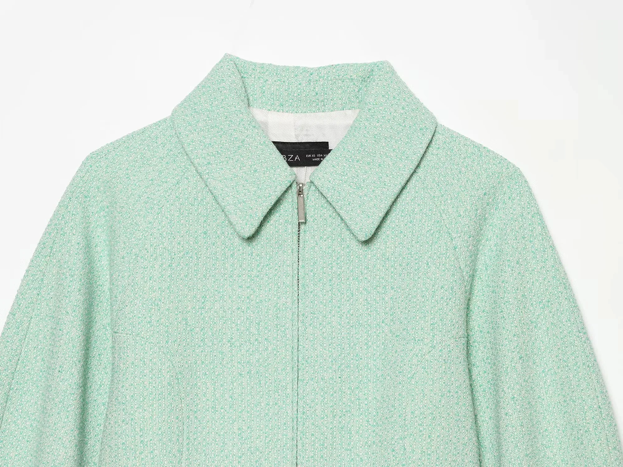 Damen Vintage Blaue Einreihige Jacken Damen 2026 Herbst Neue Schicke Lässige Faltenärmel Stehkragen Mäntel High-Street Damen Oberteil – Detail 7
