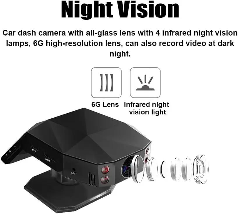 1080P 170 °   كاميرا لوحة قيادة السيارة بزاوية واسعة مع رؤية ليلية وموزع للعلاج العطري
