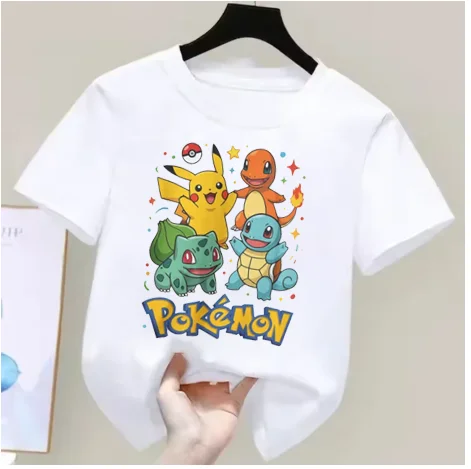 Pokémon anime summer T-shirts for boys and girls, cotton casual loose short sleeve tops for women,Y2K style couple matching tees