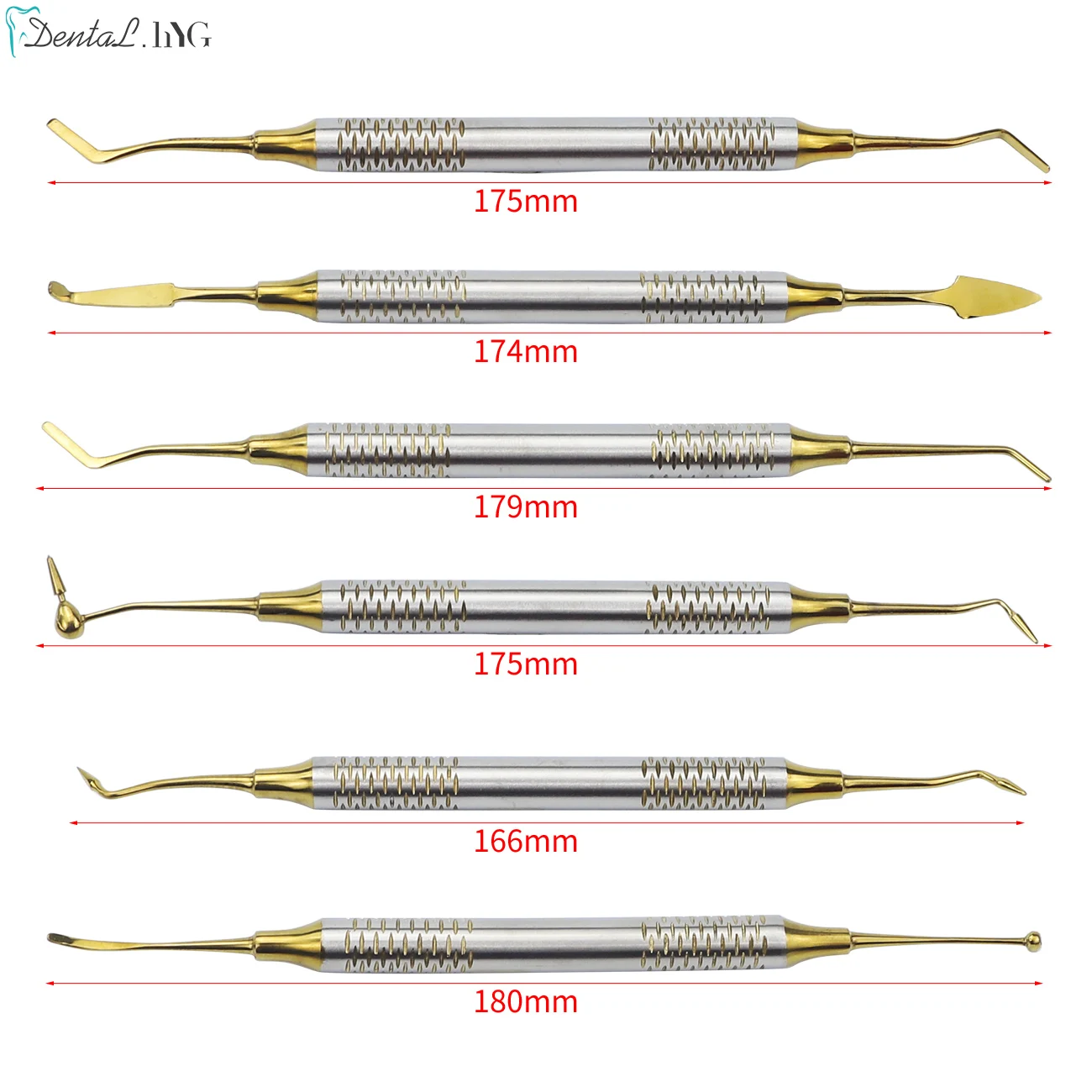 6Pcs/Kit Dental Composite Resin Filling Spatulas Double Head Titanium Plated Head Fill Restoration Set Dentist Accessories Tool