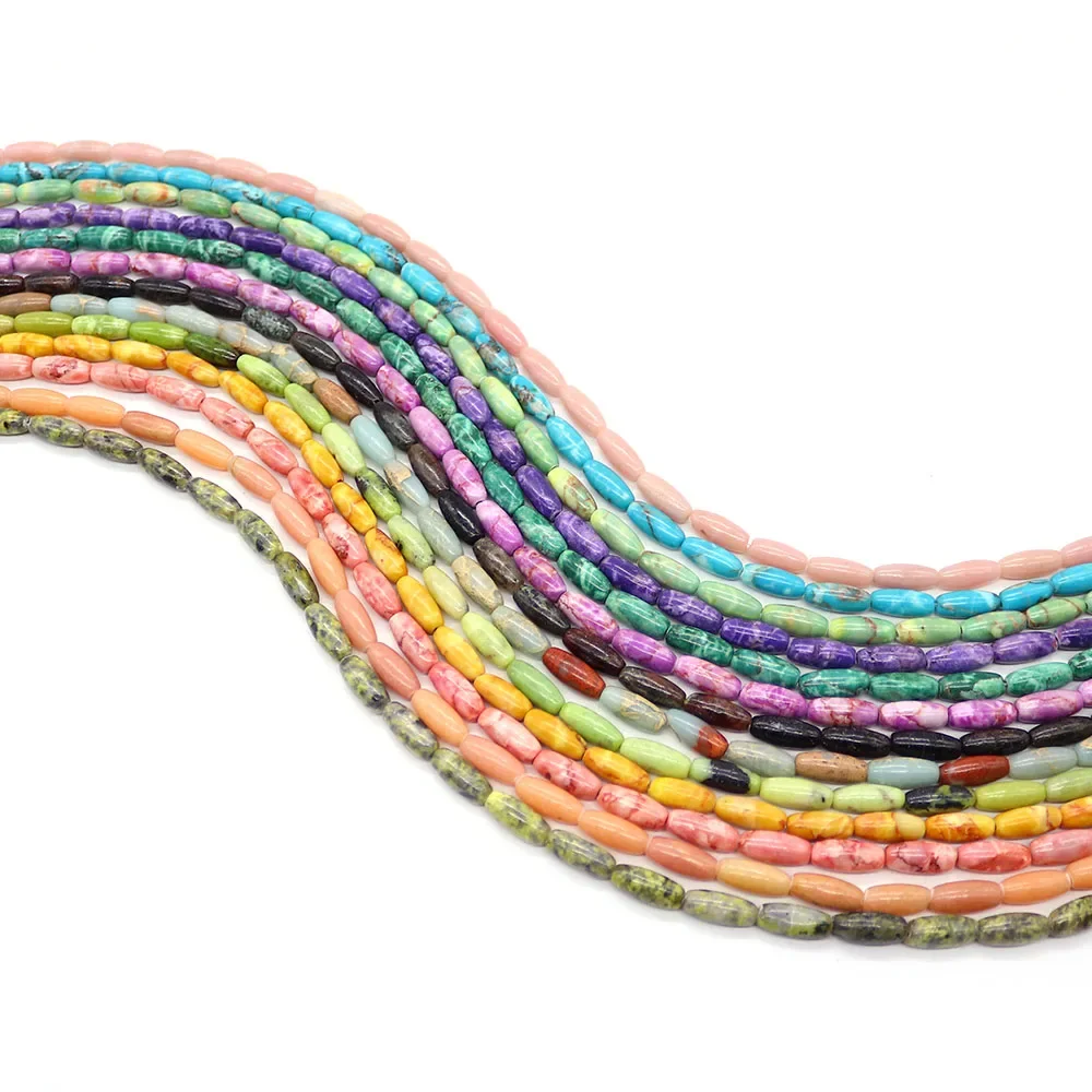 

Colorful Natural Emperor Stone Rice Shaped Loose Beads Jewelry Making DIY Necklace Bracelet Accessory Gift Charms Flower Beads