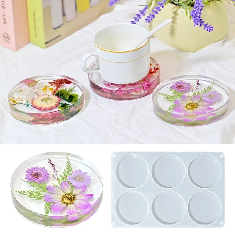 Circular Storage Tray Silicone Mold DIY Round Coaster Tea Cup Mat Plaster Cement Resin Molds Home Table Top Dishes Pallet Making