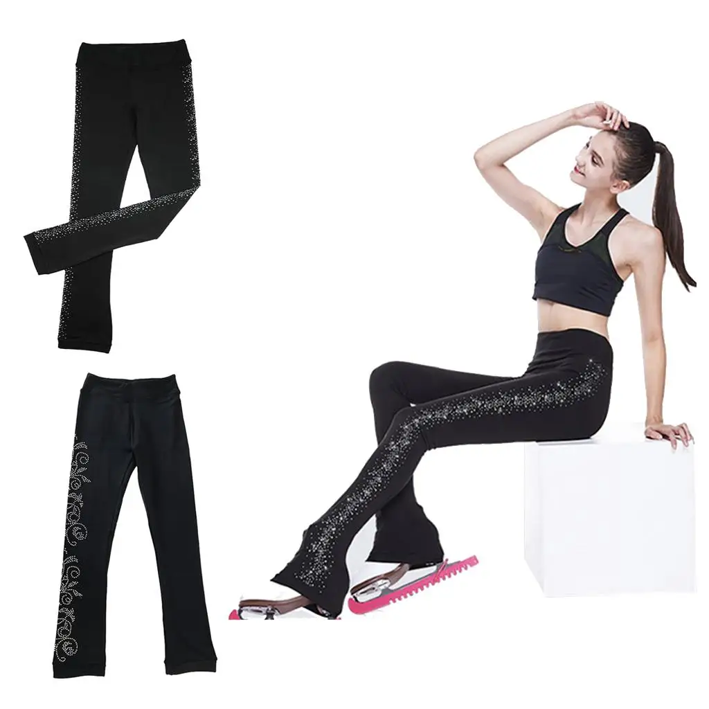 Pantalon d'entraînement de patinage artistique pour femmes, collants chauds Smile, leggings