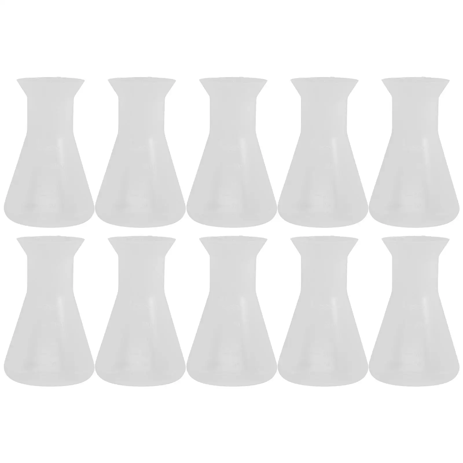 

10pcs Plastic Conical Flask High Quality Compact Light Wide Mouth Design Prevent Spatter Liquid Bottle Convenient Students