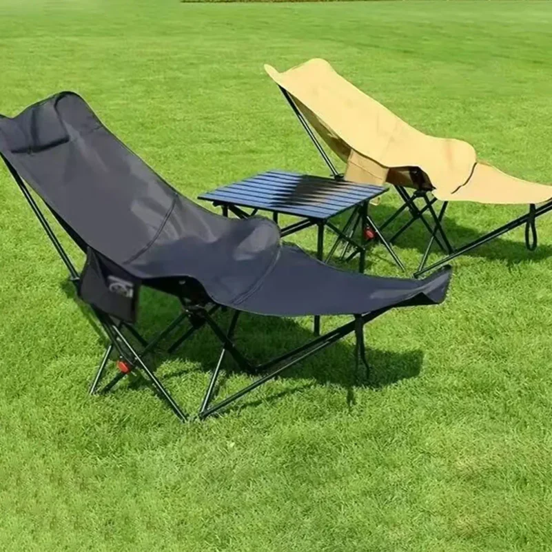 yesOutdoor Camping Folding Chair 4 Gear Adjustable Chair with Foot Support for Camping Fishing Travel Beach Outdoor Traveling Re