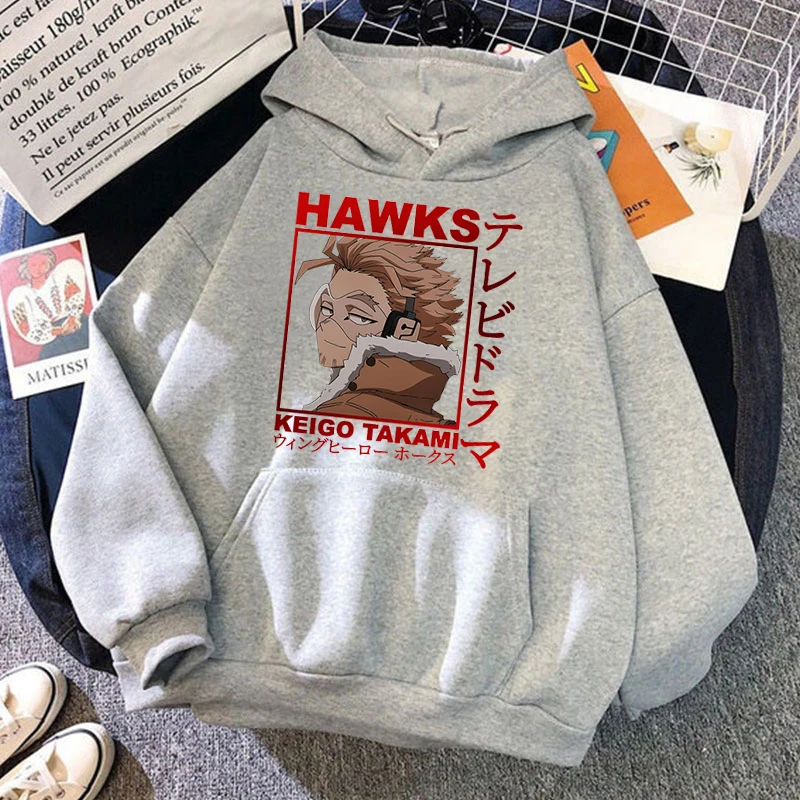 Sudadera con capucha con estampado de Anime Hawks para hombre y mujer, suéter informal con personalidad