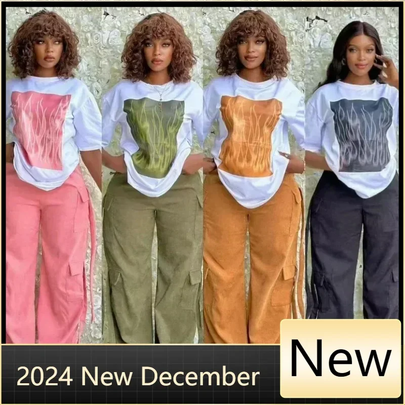 2 Piece Women Sets Dashiki African New Arrival Spring Summer Matching Sets Two Pieces Sets Top Pants Suits Outfits Clothing 2025