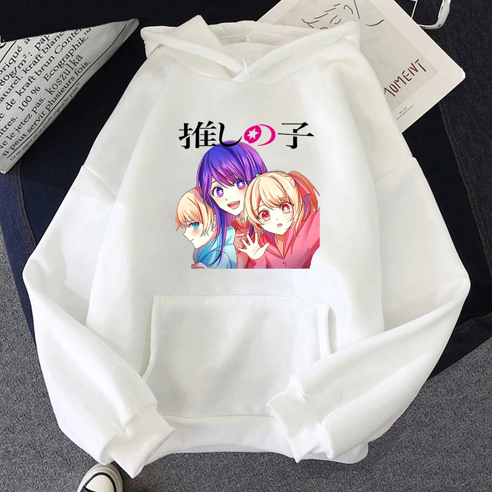 Manga feminina Oshi Sem Ko Ai HOSHINO Hoodies, desenhos animados roupas estampadas, streetwear Harajuku, manga comprida, moletom Hip Hop, pulôveres Y2K