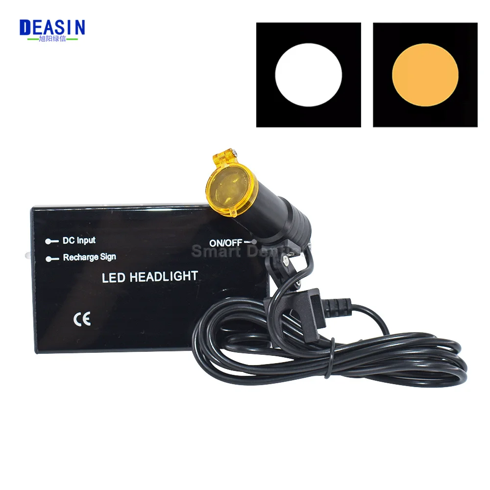 

Dental LED Head Light For Dental Loupes With Yellow Filter Glasses With Lithium Battery Rechargable Lamp Dental Medical Loupe