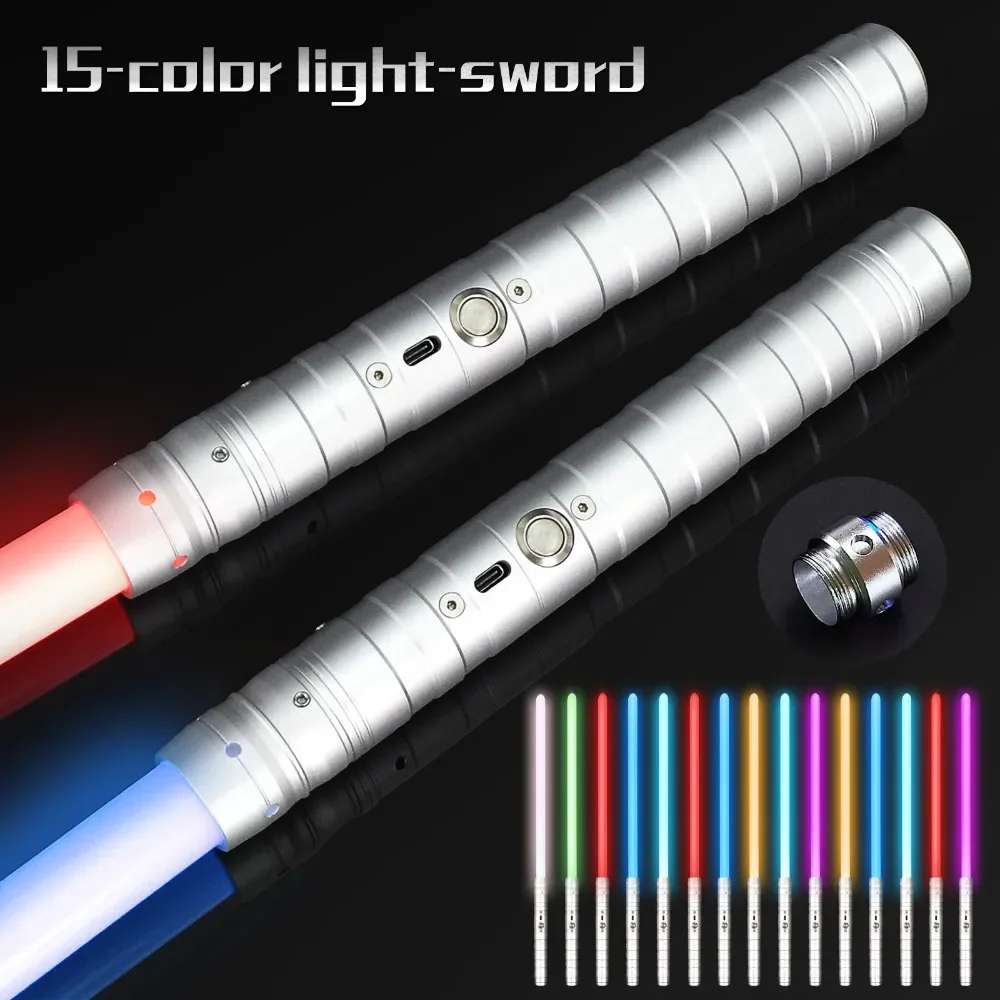 

12FG-15-Color LED Light Saber Aluminum Alloy Single Click Color Switch Double Click Strobe Triple Quiet Quad Color Cycle Show