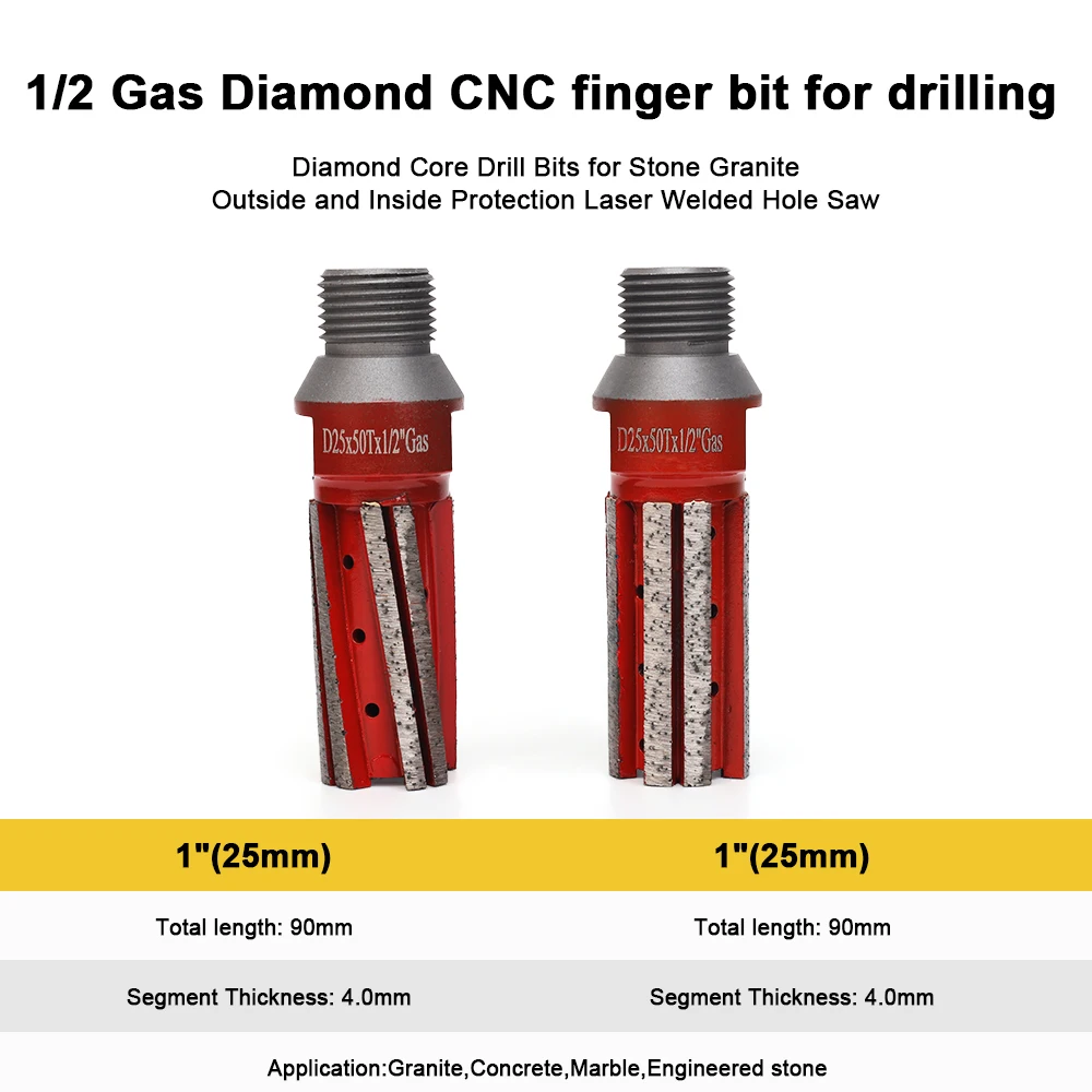 1 inch 25mm granite CNC diamond finger bit for wet drilling and grinding grante and marble