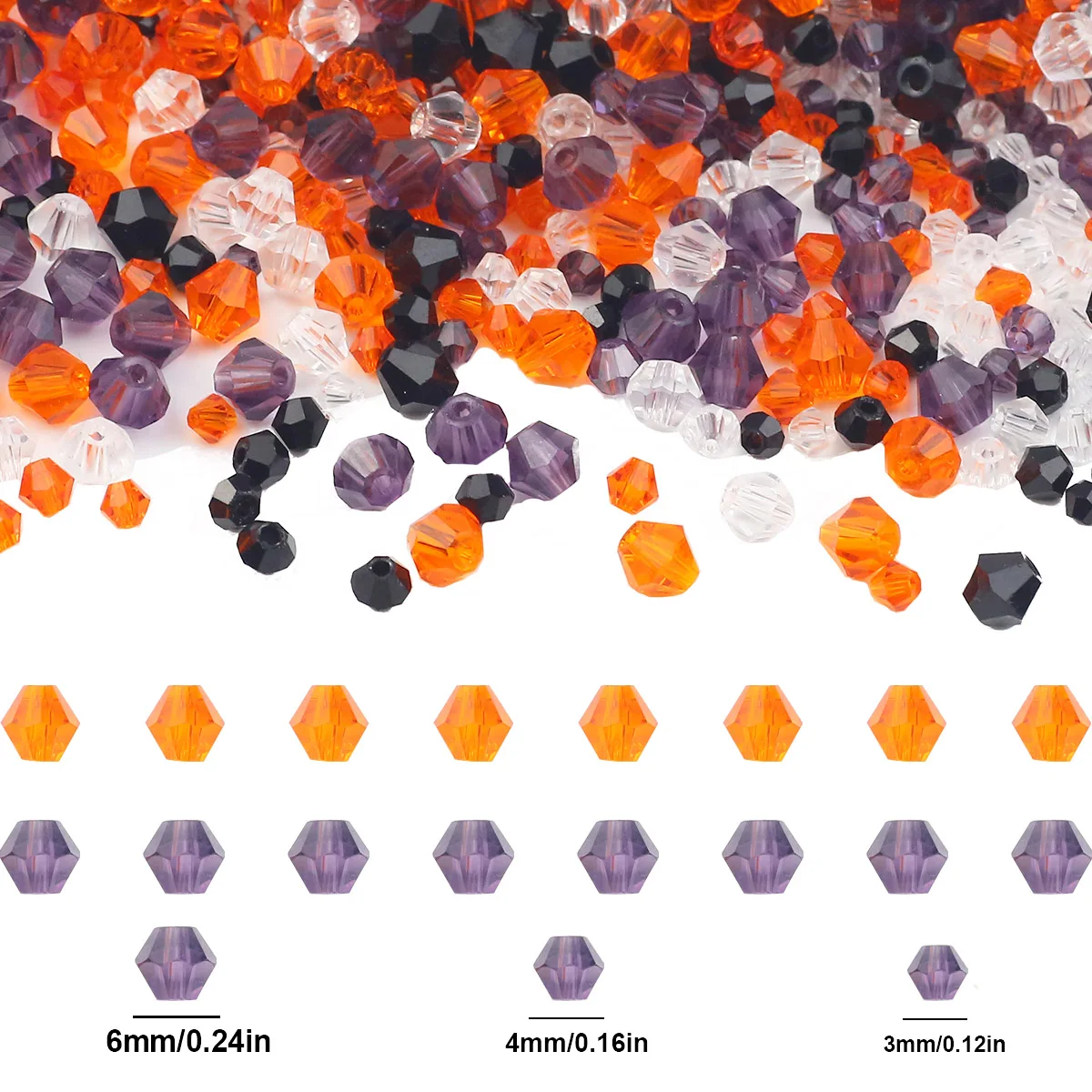Bicone Austrian Crystals Multicolor Mix Halloween Glass Spacer Beads 3/4/6mm For DIY Necklace Earring Phone Charm Jewelry Making