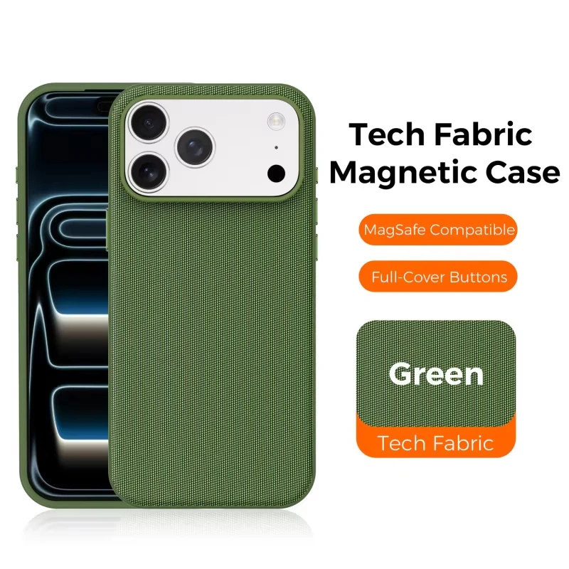 Neue Luxus-Tech-Gewebehülle mit magnetischer kabelloser Ladefunktion für iPhone 18 17 Air 13 12 Pro Max 16 15 14 Plus, stoßfeste Abdeckung – Detail 10