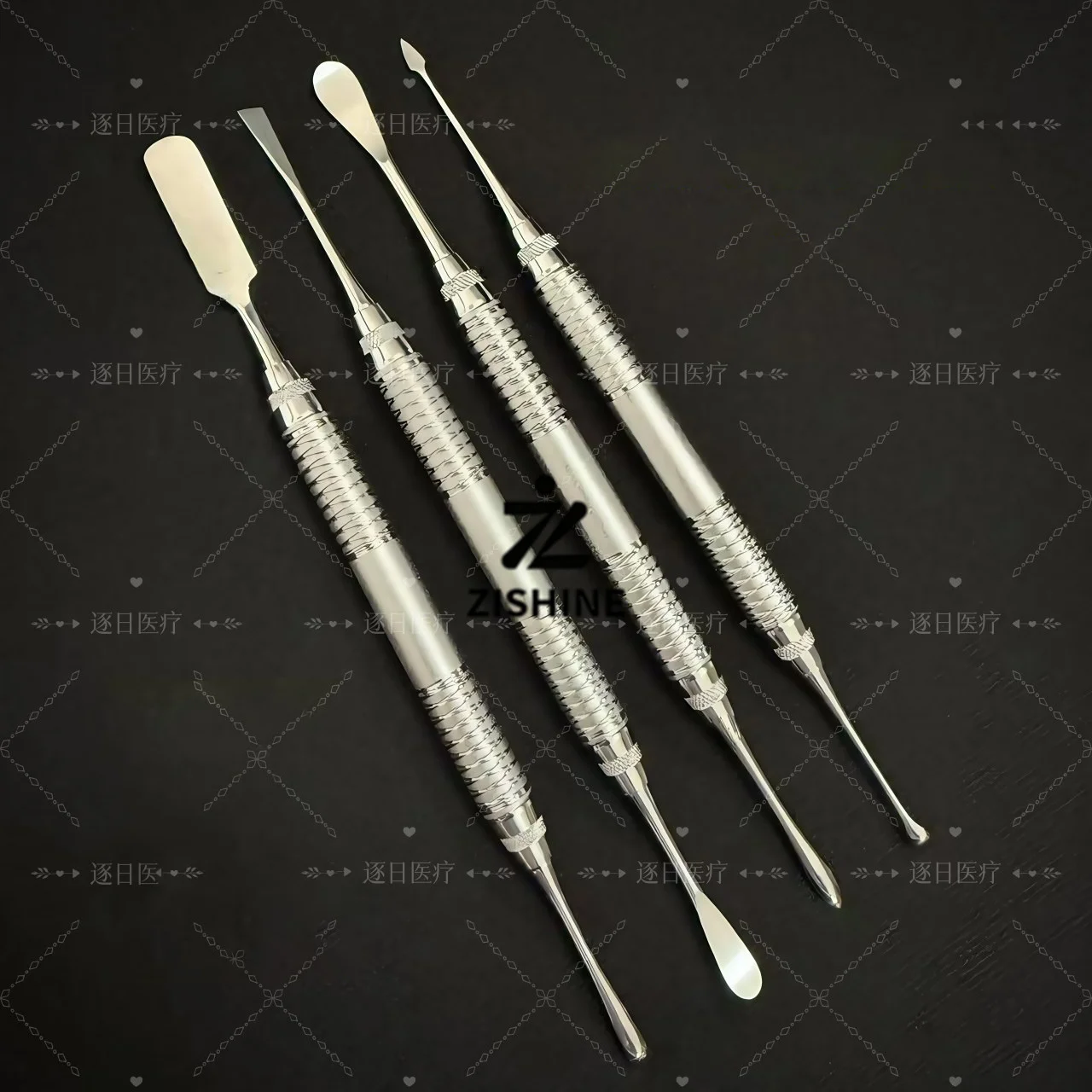 Dental Instruments: Periosteal Elevator, Bone Chisel, Non-stick Instrument, Filling Instrument, Curette, and Serrated Curette