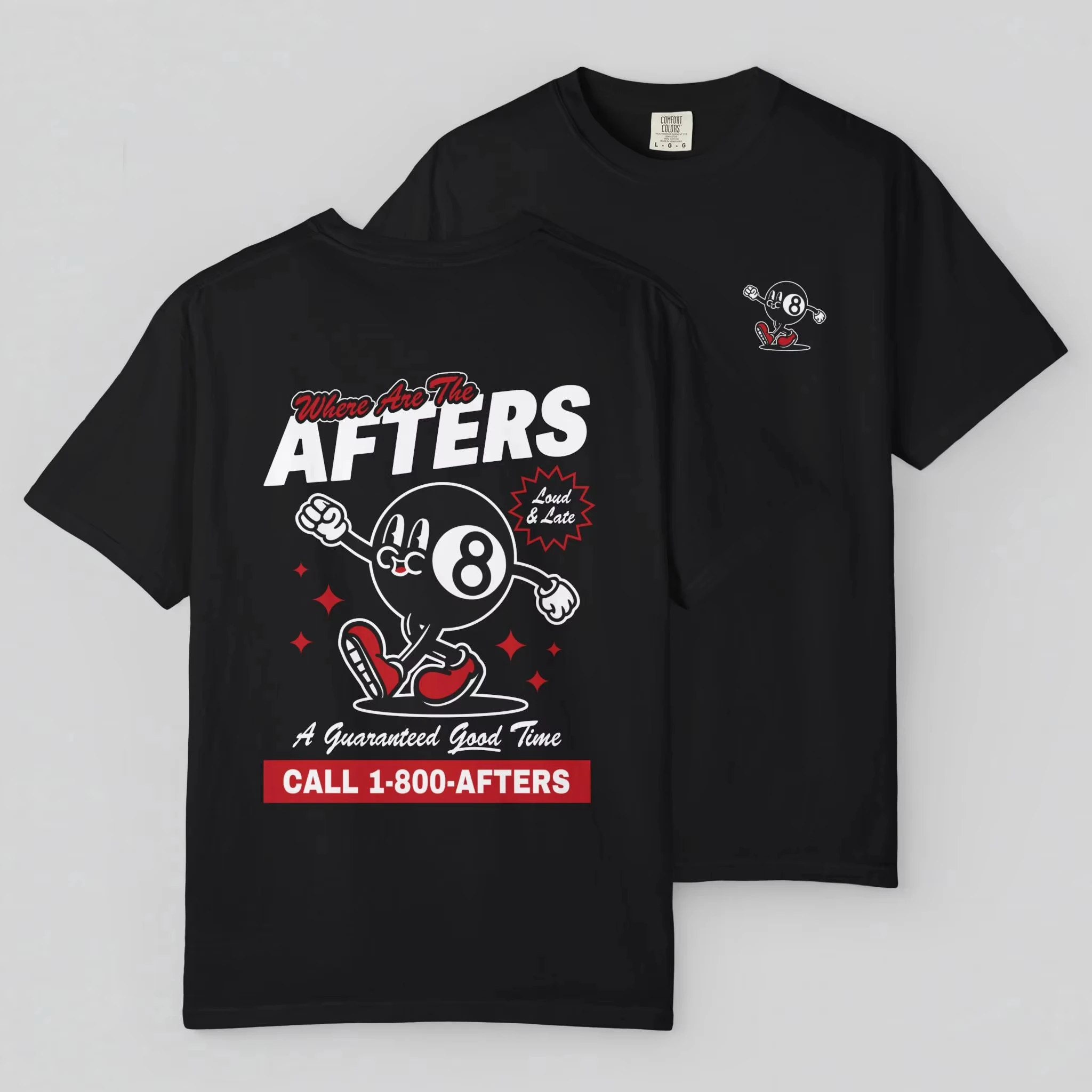 Retro Billiard 8 Ball Cartoon Print Tshirt Men Loose Fit Streetwear Short Sleeve Cotton Tee Where Are The Afters