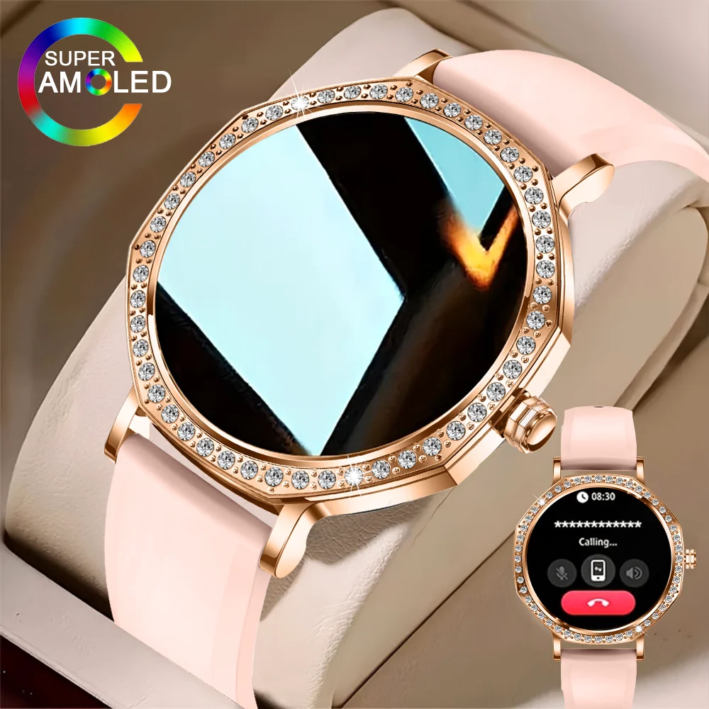 

2025 New Smart Watch Women 466*466 AMOLED Ultra Thin Curved Screen IP68 Waterproof Heart Rate Monitor Ladies Smartwatch Men Gift