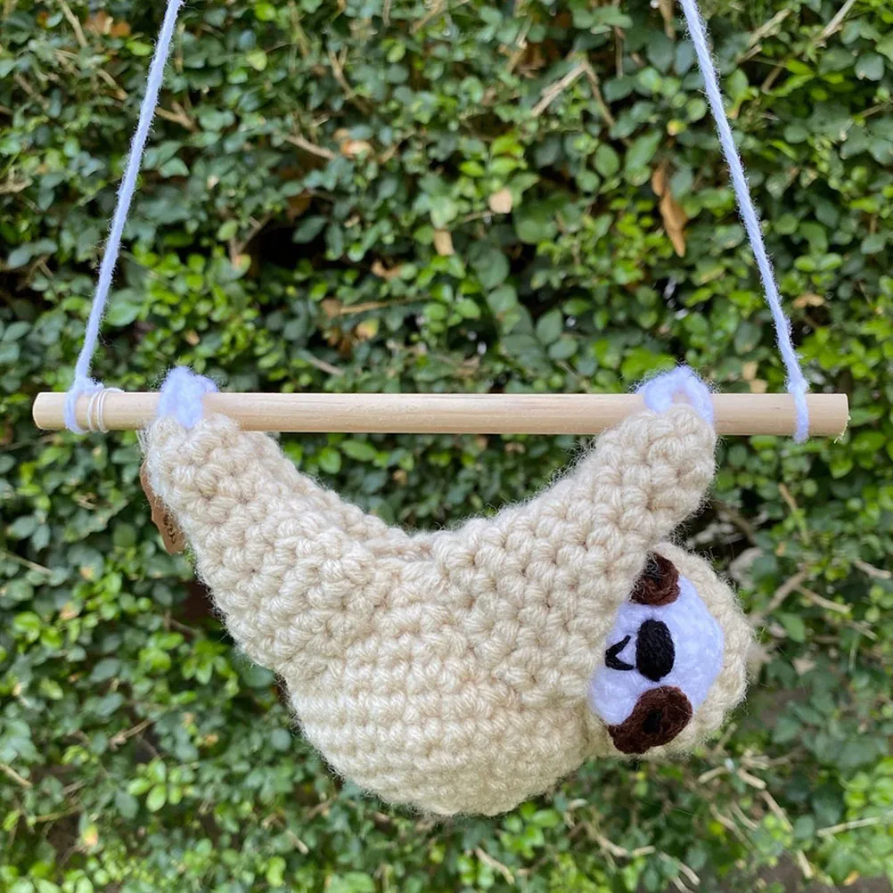 

Knitted Sloth Pendant Plant Pots Indoor Hanging Planter Flower Cute Hanger Animal Polyester Holder Office