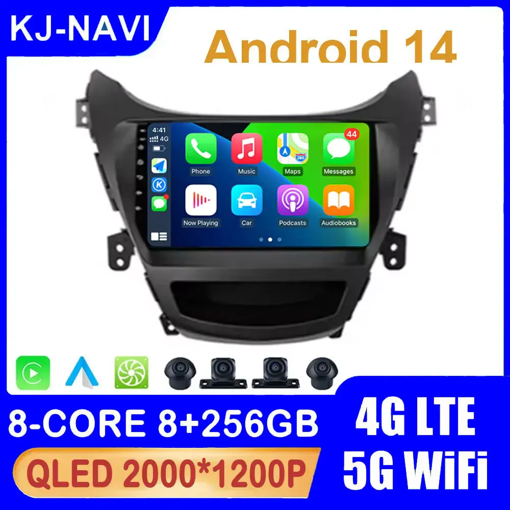 Android 14 for Hyundai Elantra Avante I35 2011 - 2016 Car Radio Multimedia Player Auto Carplay DSP IPS QLED Touch Screen 5G WiFi