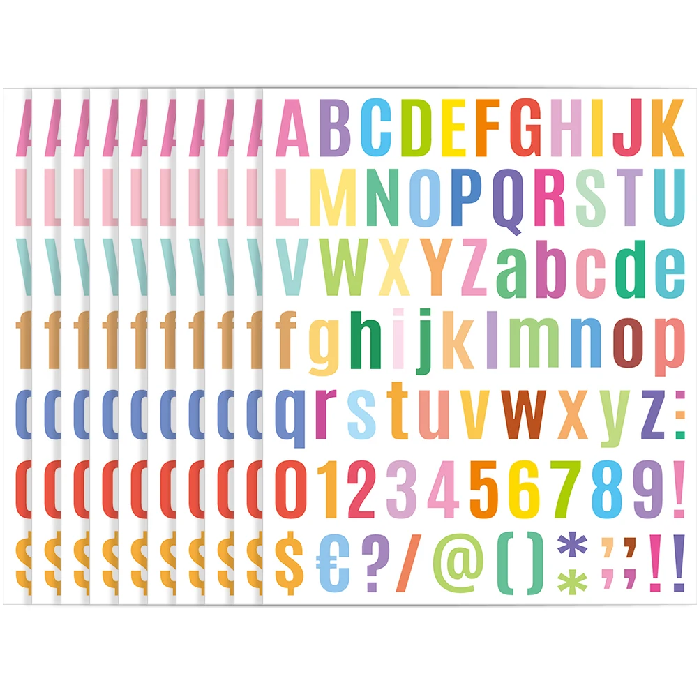 Colorful Numbers Letters Stickers Alphabet Labels Scrapbooking Decals for Bags Cards Envelopes Vinyl Letter Number Labels