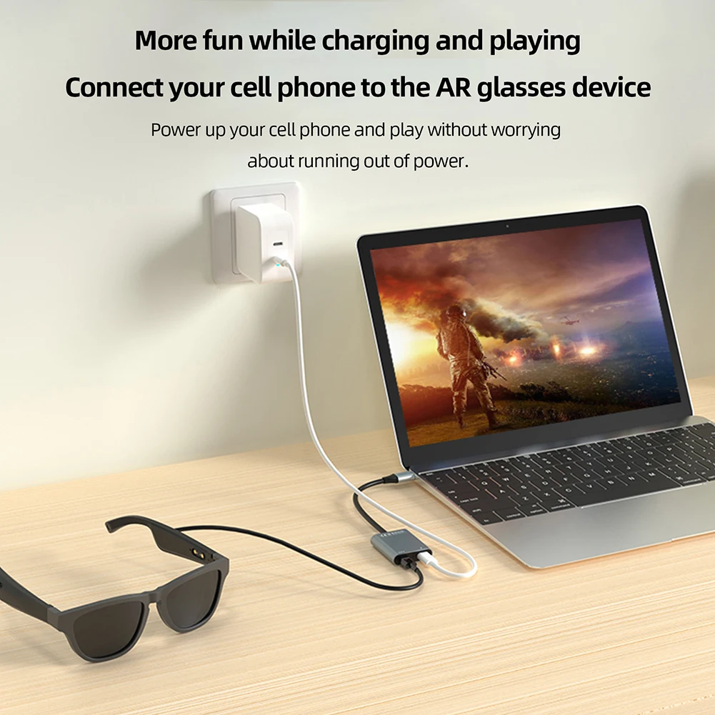HUB USB-C 2 in 1 PD100W e trasferimento dati Docking station USB C Adattatore multiporta da 10 Gbps Dongle USB C per occhiali AR/PC portatile