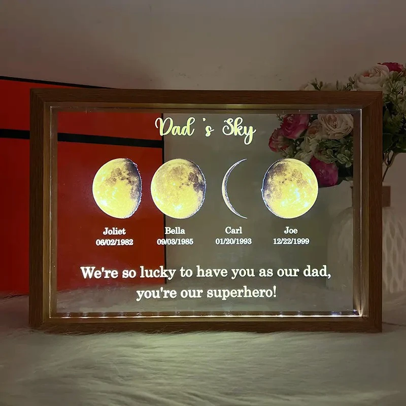 Transparent luminous ornament Father's Day gift, Mother's Day universe moon photo frame